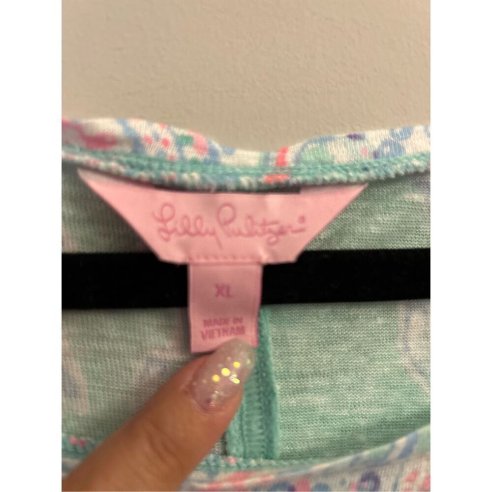 Lilly Pulitzer Mikela 100% Linen T-shirt sz XL breathable beach vacation stretch - Picture 3 of 8